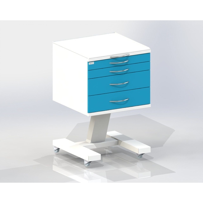 С4 Л - столик передвижной серия Люкс со столешницей из стекла 10 мм, 4 выдвижных ящика | Виталия (Россия)