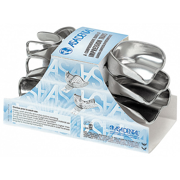 Ложка слепочная, набор 6 ложек, без перфорации с бортиком, Asa Dental (Италия)