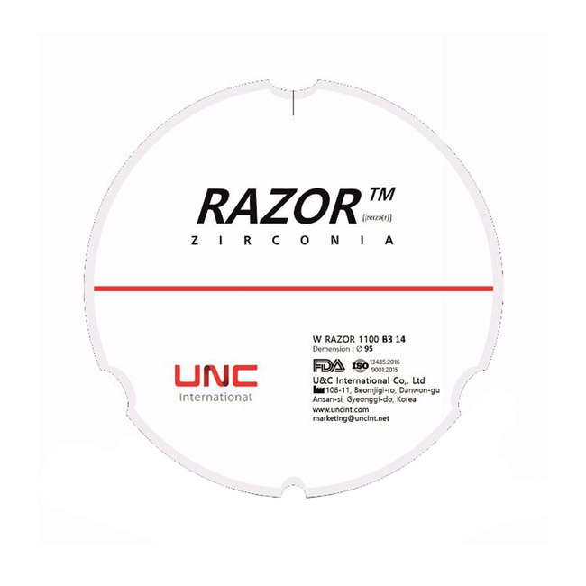 Razor 1100 - циркониевый диск однослойный, монохромный, диаметр 95 мм, толщина 18 мм | UNC (Ю. Корея)