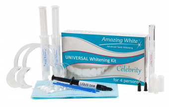 Amazing White Universal Celebrity 25% + activator agent на 4 персоны набор для эффективного отбеливания с лампой или без.